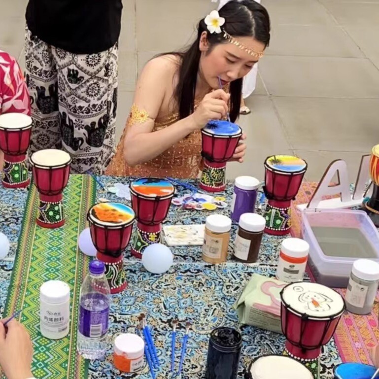 非洲鼓儿童6寸4寸幼儿早教入门手拍鼓羊皮diy彩绘鼓艺术照饰鼓