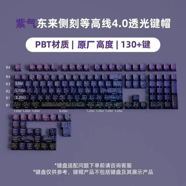 等高线侧刻4.0版键盘键帽原厂黑莓透光PBT客制化适用狼蛛迈从黑爵
