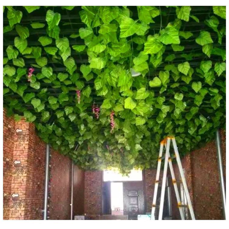 仿真葡萄叶绿藤条藤蔓树叶吊顶花藤装饰格栅藤蔓塑料假花植物绿叶