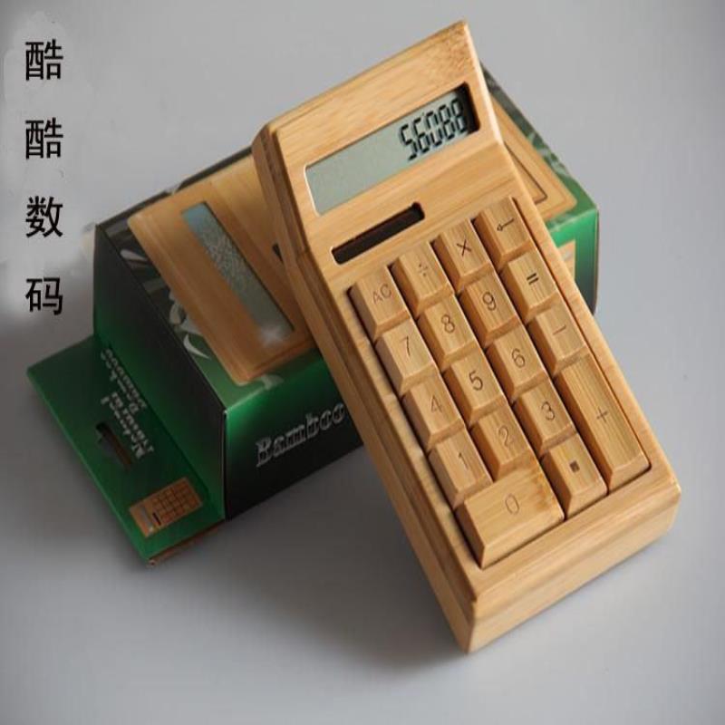 竹制太阳能计算器可爱环保古朴实木竹子制店财务会计办公