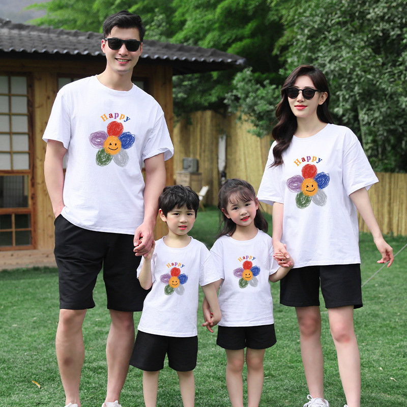 6.1儿童节太阳花纯棉t恤幼儿园毕业服运动会洋气表演服全家亲