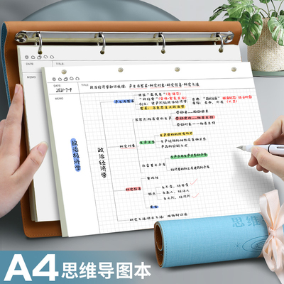 思维导图活页笔记本A4大号加厚软皮记事本B5康奈尔大学生考研专用