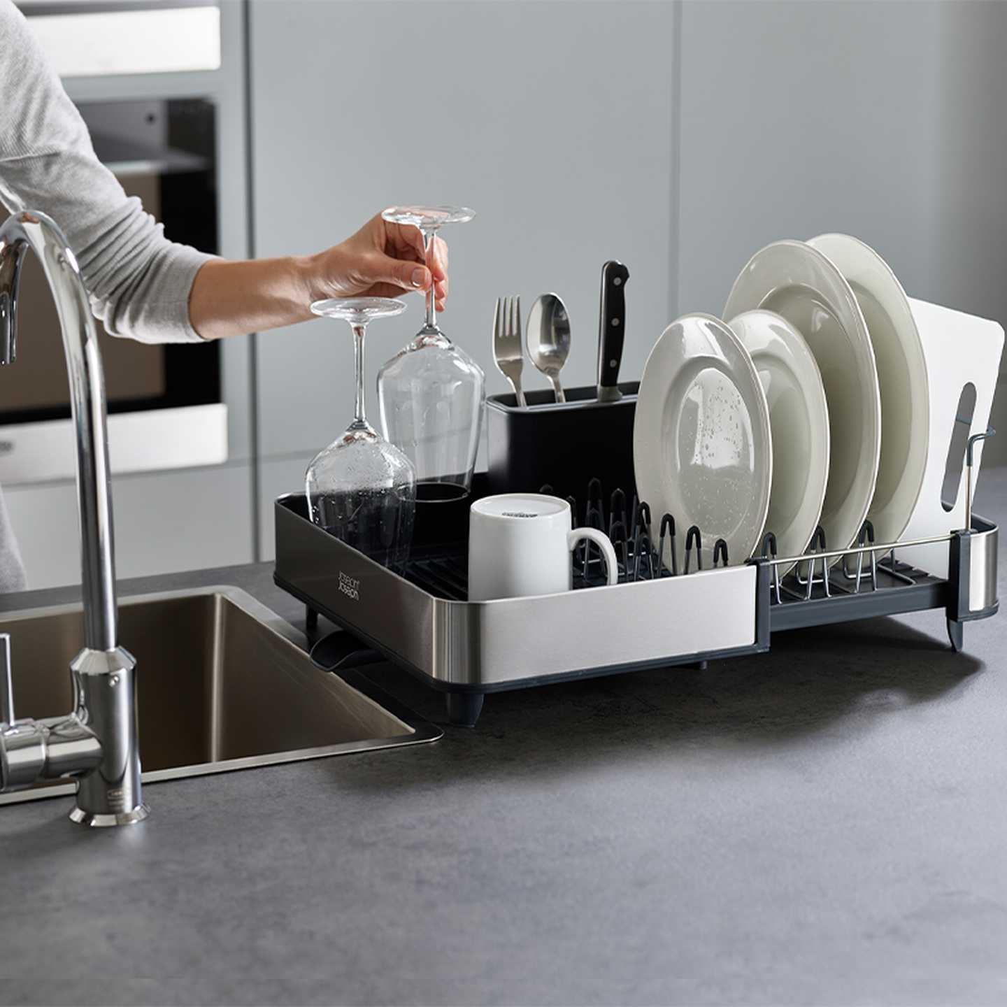 JosephJoseph不锈钢沥水篮碗碟架厨房置物架碗筷盘沥水架水槽