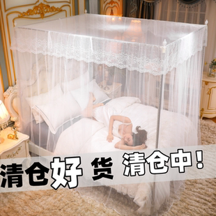 新款 纹蚊帐宫廷三门双人床支架宫廷1.0M落地1.8x2米公主风1.5卧