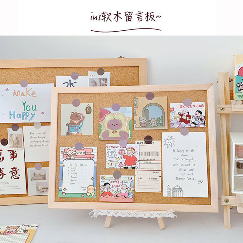 日系创意毛毡自粘墙贴软木板照片墙桌面装饰记事板小夜灯告示