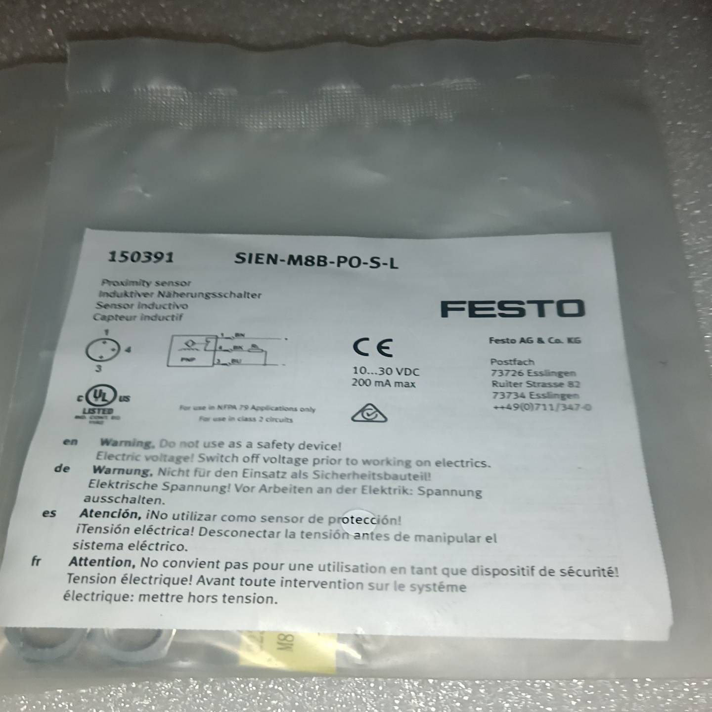 费斯托接近开关SIEM-M8B-PO-S-L 150391全~询价