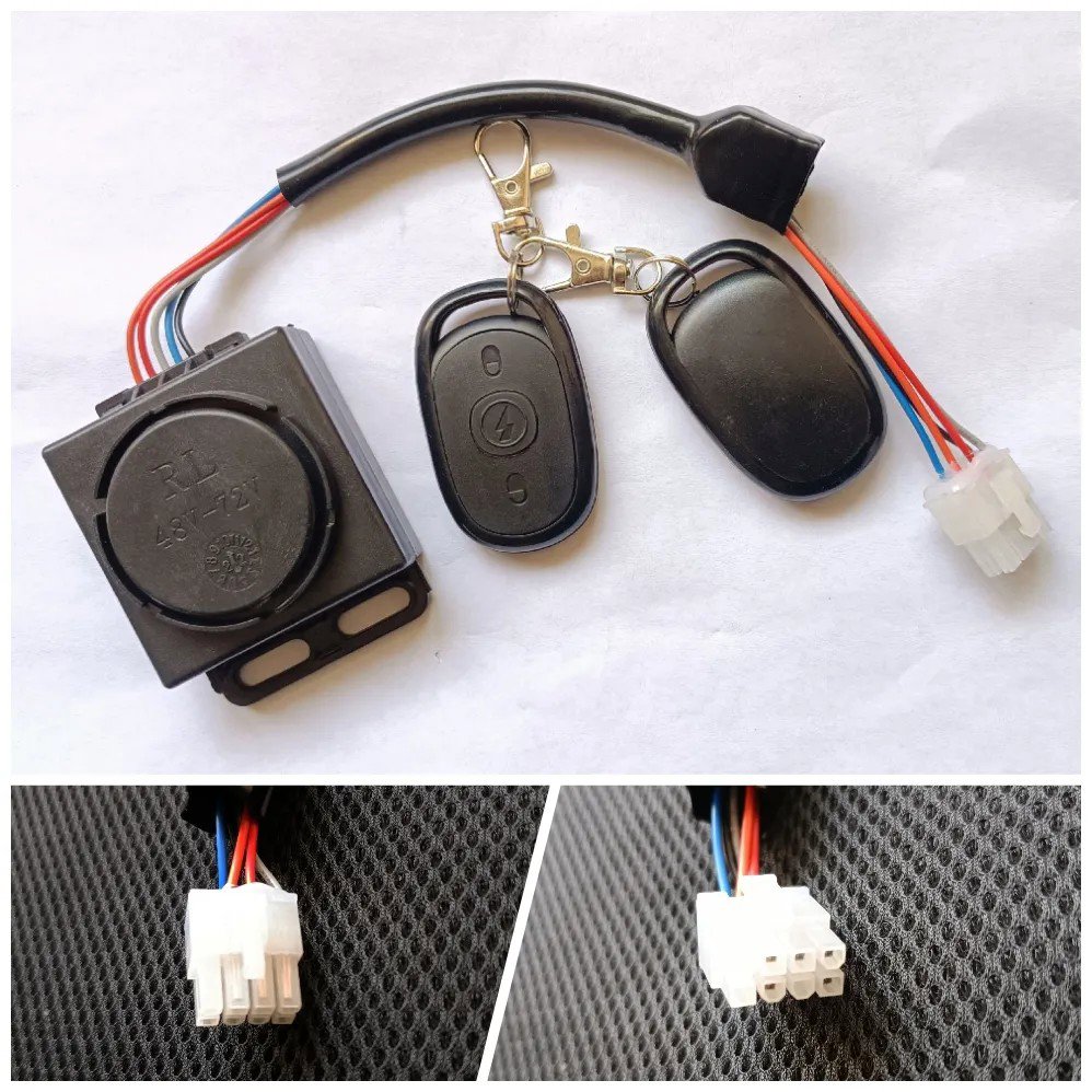 电动车语音防盗器双遥控带电机锁48v60v72v 电瓶车报警器全语音