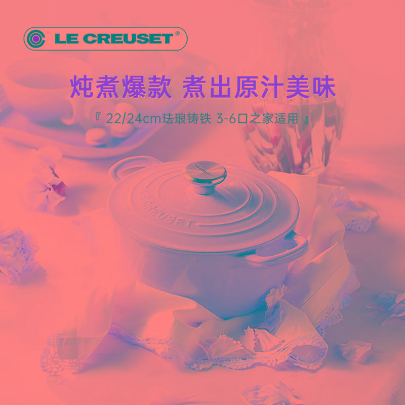 酷彩LE CREUSET进口珐琅铸铁锅22/24cm炖煮焖煲锅多功能