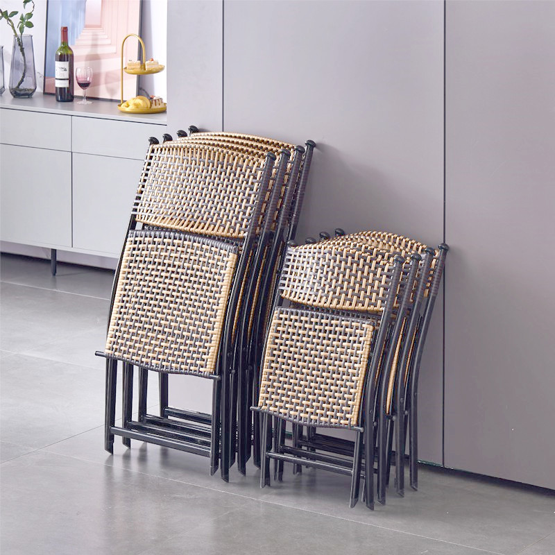 藤椅休闲餐椅简约靠背小椅子塑料编织椅阳台椅户外便携单人折