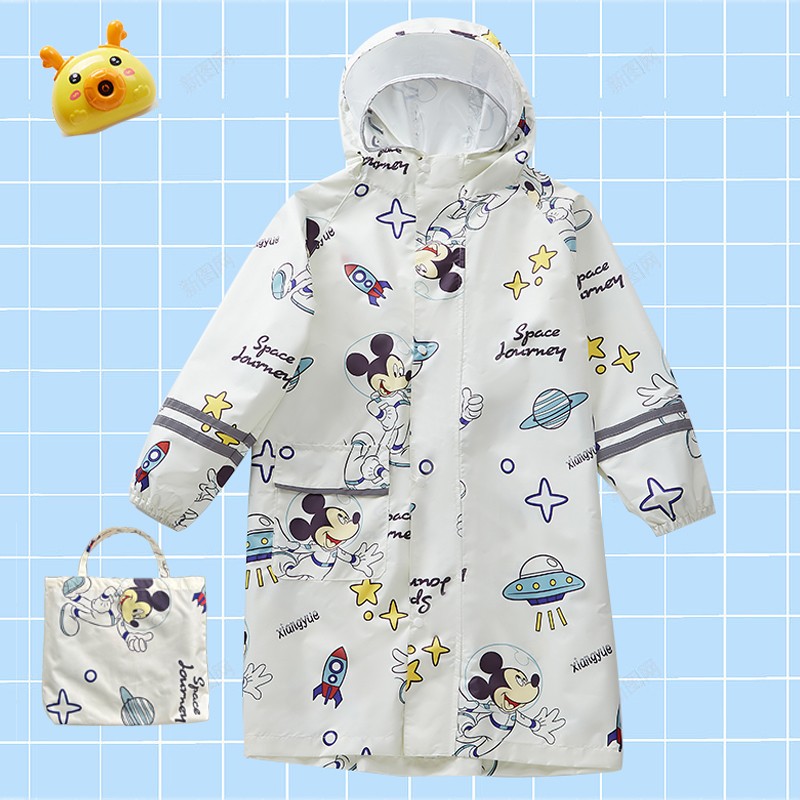 轻薄速干儿童雨衣拉链加大背书包女童男孩小学生雨衣大帽檐防暴雨