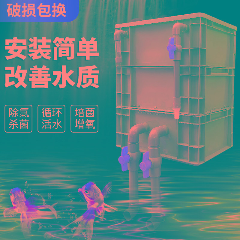 鱼缸过滤器周转箱过滤盒三合一水循环过滤系统自制 diy上置滴流盒