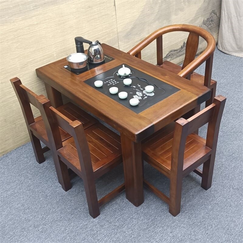 老船木茶桌椅组合小型客厅办公室阳台茶几纯实木功夫茶台中式家具