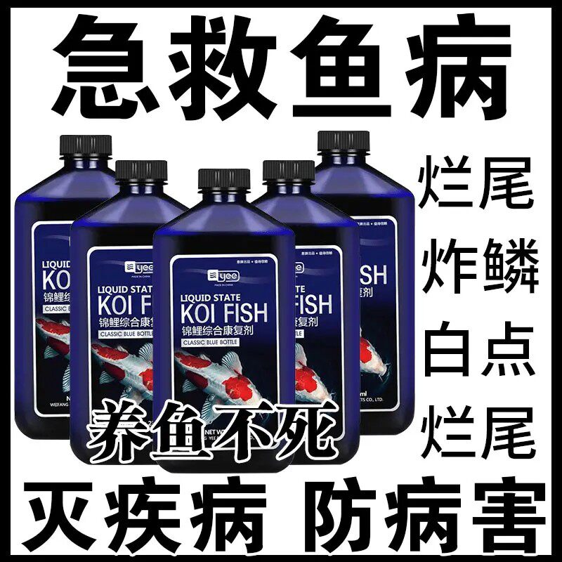 鱼病专用锦鲤金鱼孔雀鱼烂身炸鳞水霉病防治杀菌敌百虫综合康复剂