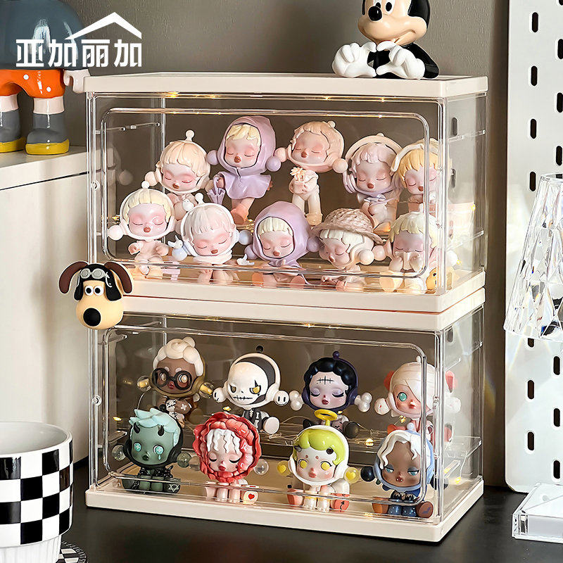 盲盒收纳展示架亚克力泡泡玛特手办柜模型积木立盒子摆件陈