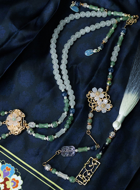 马面裙汉服古风长背云软璎珞项链明制流苏长命锁吊坠项圈配饰饰