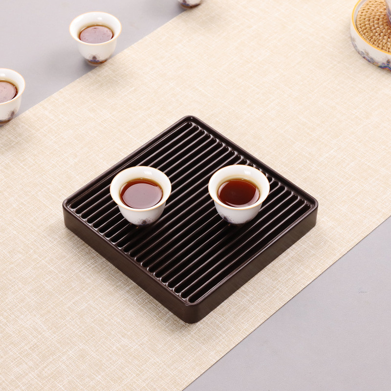 小号电木茶盘德国高端家用迷你储水排水干泡台正方形茶台壶托