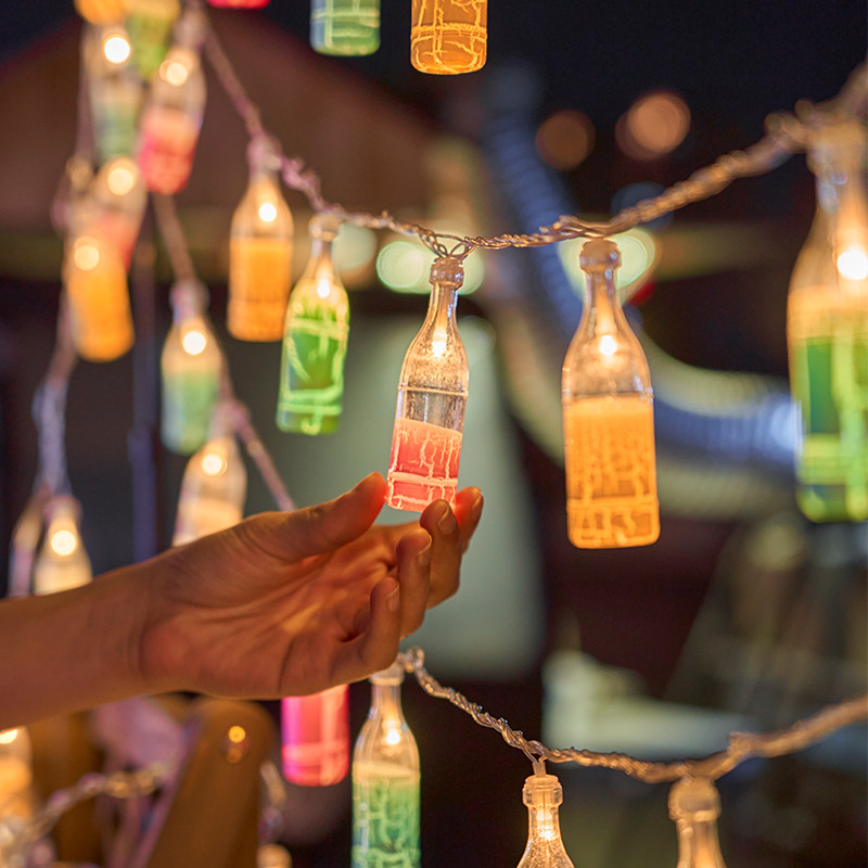led小彩灯夜市摆摊氛围灯酒瓶灯地摊电瓶专用USB后备箱生日装