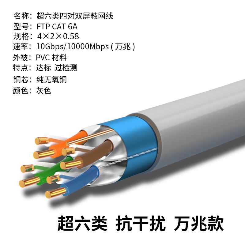 热销中安普超监七八类内氧铜8芯双屏蔽POE六控工程室纯外万兆网