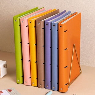 得力佳软皮活页本a4笔记本本子4孔学生本可拆卸外壳简约高颜值不