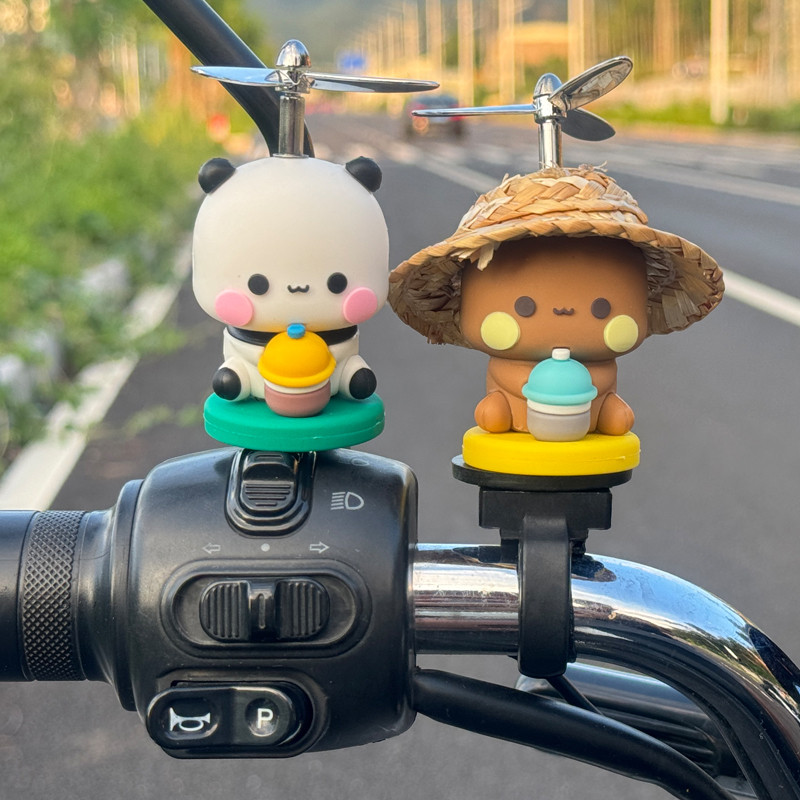 一二布布小黄鸭后视镜车载摆件公路自行车摩托车电动车装饰小配件