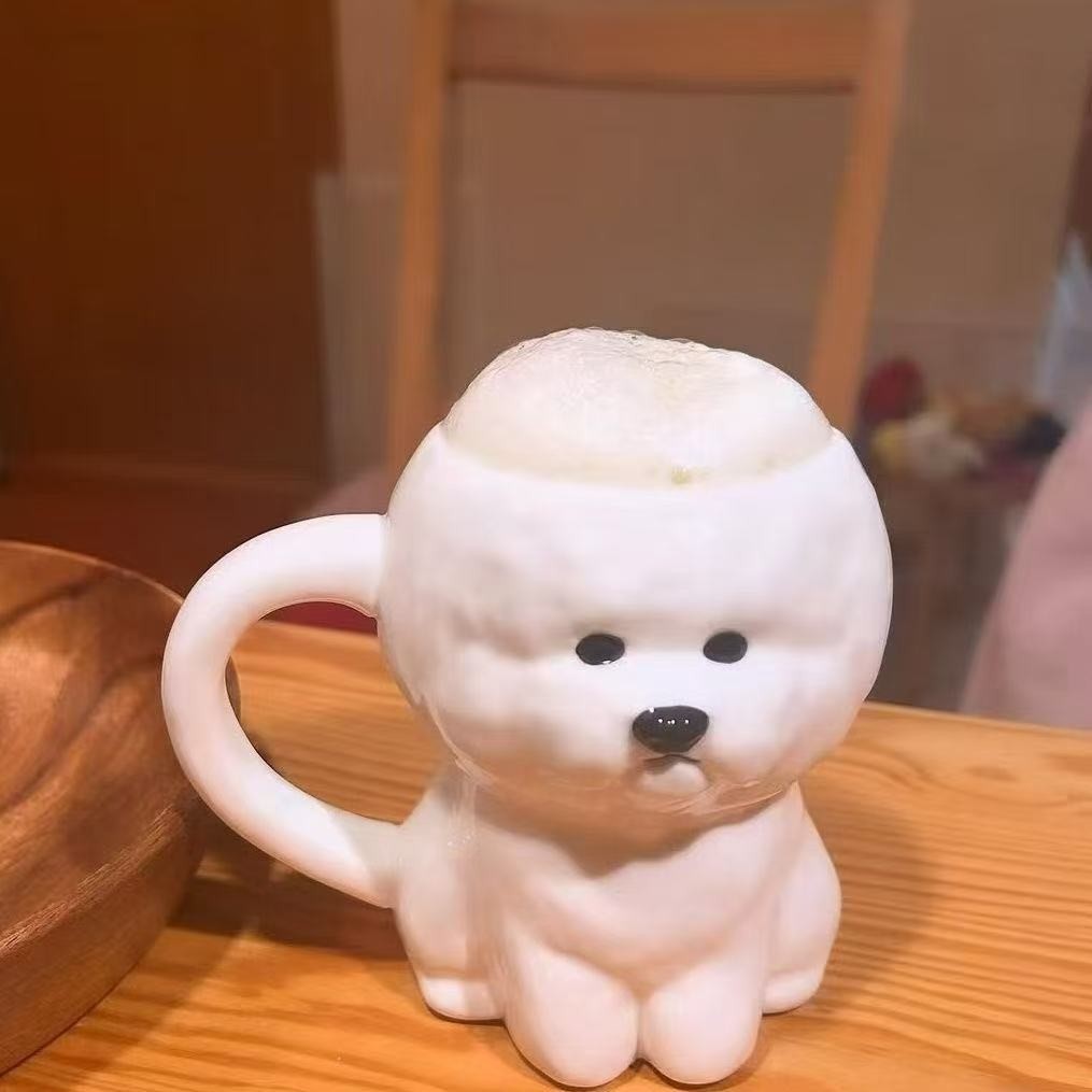 万人抢创意可爱水杯小狗陶瓷马克杯喝水杯子咖啡杯生日礼物ins情