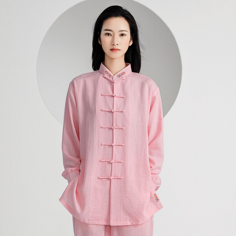 25款高档繁花刺绣太极服套装女春秋夏季太极拳练功服八段锦武术