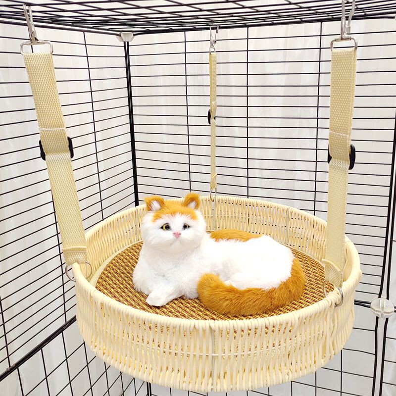 藤编猫挂篮夏季可拆洗猫窝四季通用悬挂式猫咪吊床挂窝猫笼用