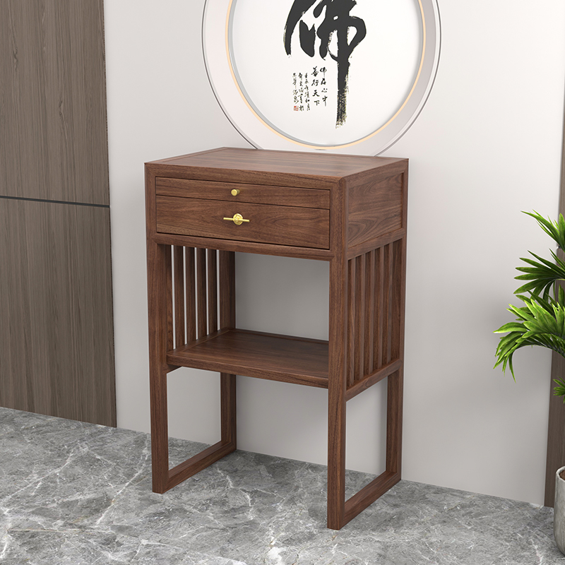 贡台桌现代香案佛桌轻奢小型佛龛财神爷全实木供桌佛台家用黑胡桃
