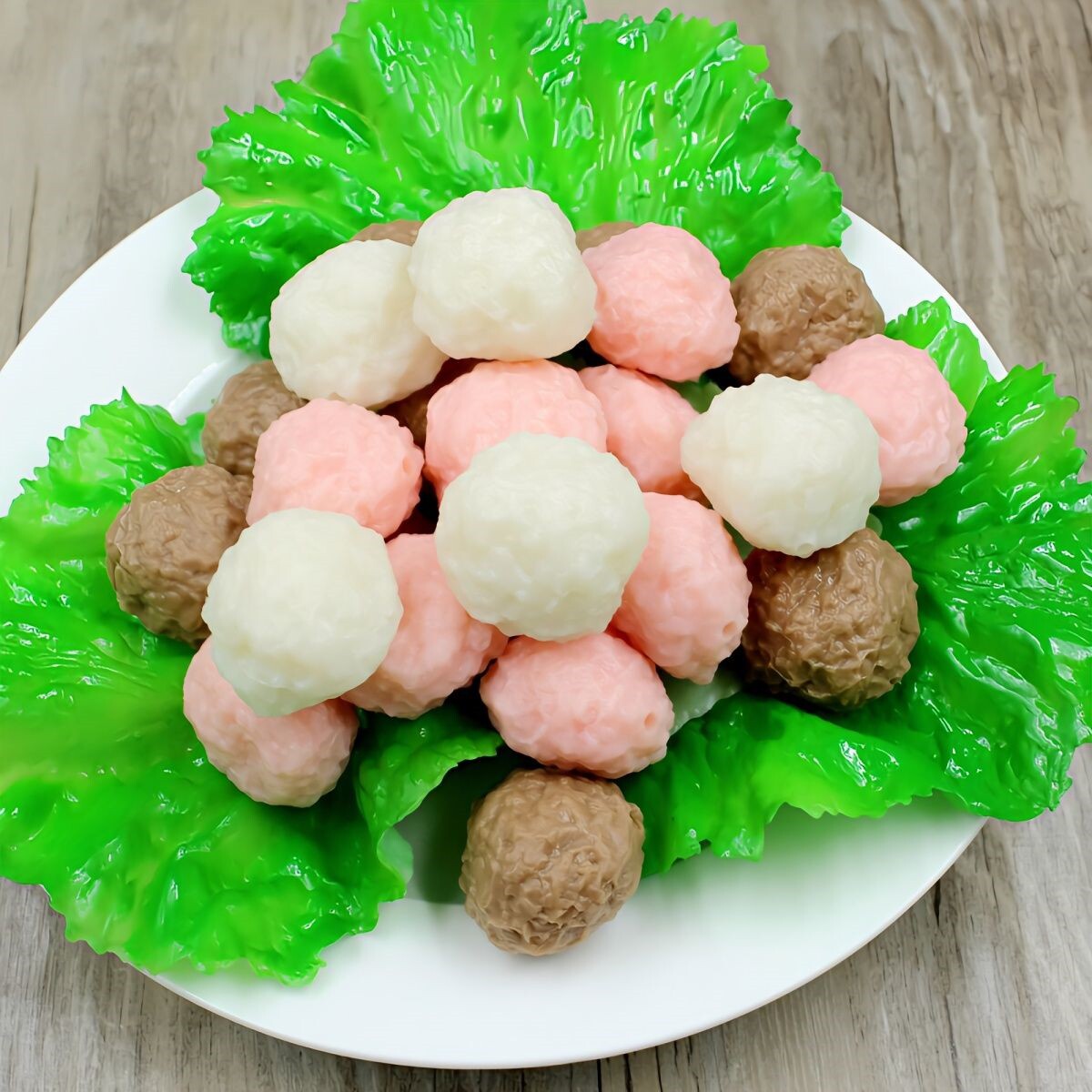 仿真食鱼丸虾丸牛肉丸模型餐厅陈列假菜样橱柜展示摄影道具