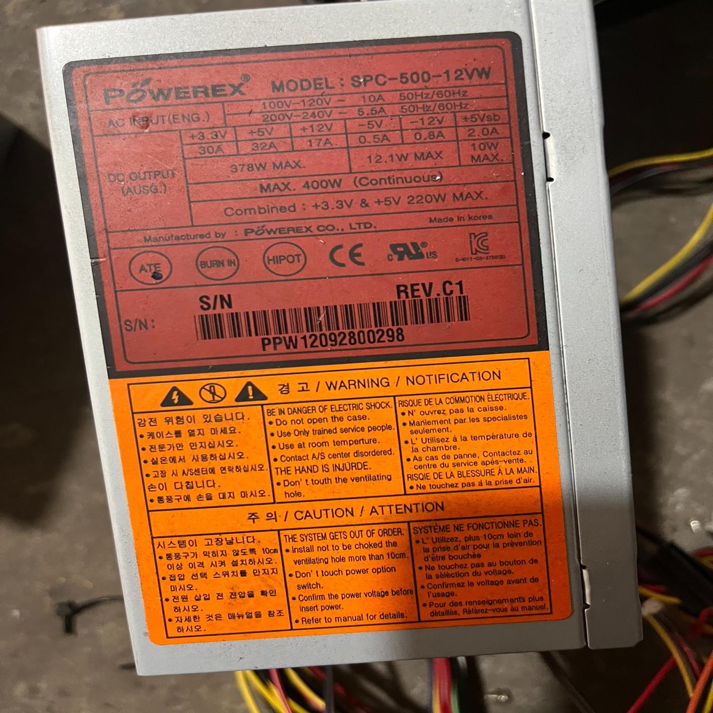 询价~POWEREX SPC-500-12VW  工控电源 成色新