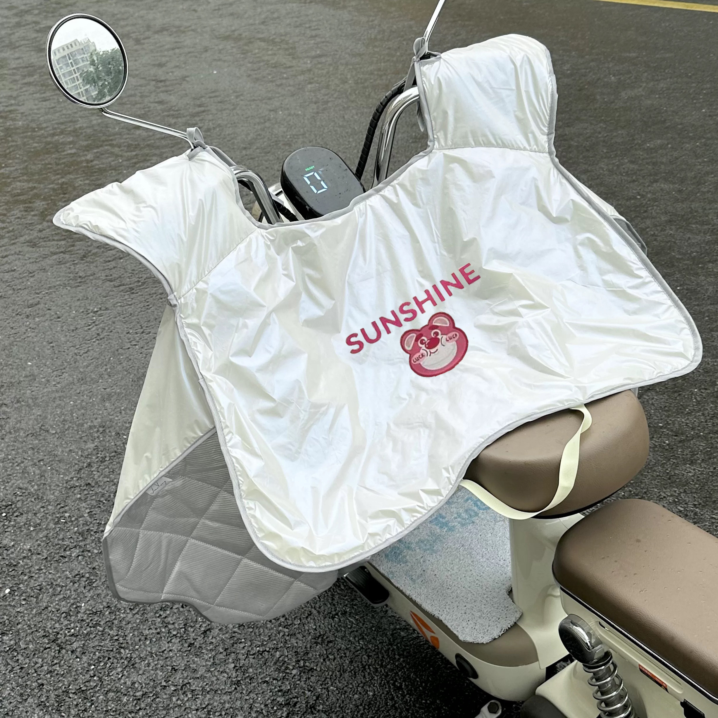 草莓熊电动车挡风被夏季防晒四季通用电瓶车双面防雨水罩2025新款