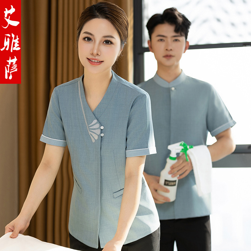 保洁工作服短袖女物业场酒店客房宾馆清洁员阿姨PA夏季大码套装