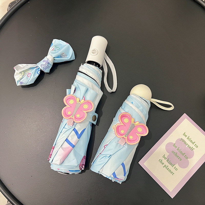 Rosy原创蝴蝶全自动黑胶太阳伞晴雨两用女防晒防紫外线折叠遮
