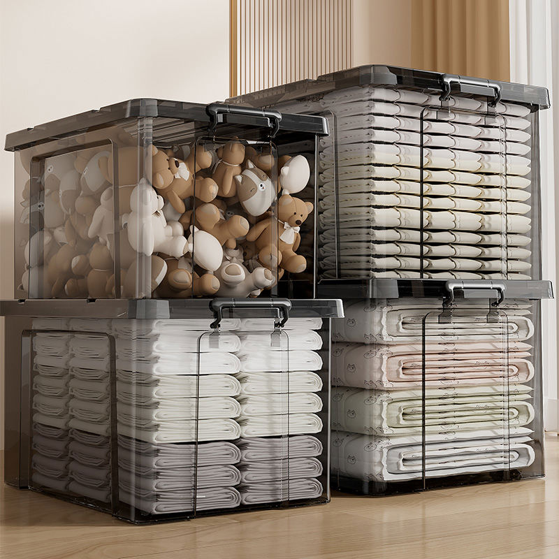 收纳箱透明塑料收纳盒储物箱大容量超大整理箱家用收纳筐周转箱