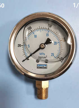 SKON耐震压力表 YN-60 25MPA/250KG  1/4PT径向10KG/140PSI压