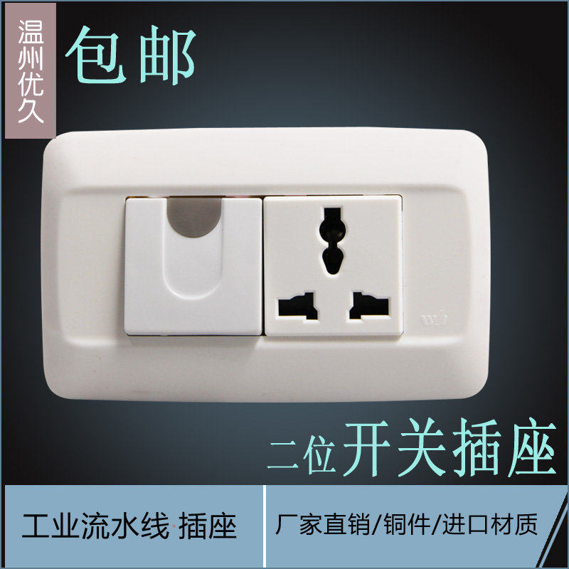 118型二位10A多功能两位老式万能插座 一开关一插座 120电源插座