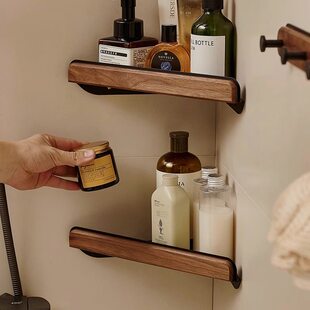 胡桃木三角置物架浴室转角免打孔太空铝卫生间厕所洗手间收纳架子