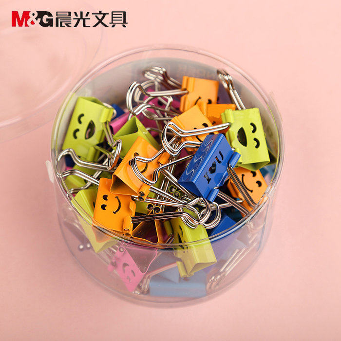 包邮 晨光文具 微笑系类长尾夹 票据 燕尾夹 彩色夹子 笑脸长