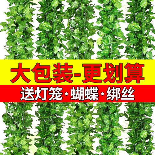 仿真葡萄叶假花藤条藤蔓植物树叶绿叶水管道吊顶装饰塑料绿萝叶子