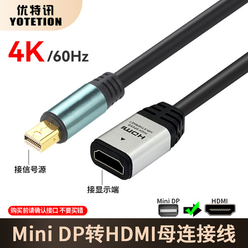 优特讯MiniDP转HDMI线即插即用