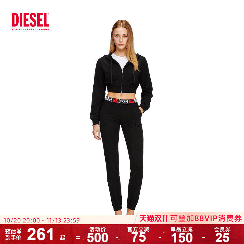 Diesel睡裤女可外穿时尚修身显腿长薄款棉质家居长裤