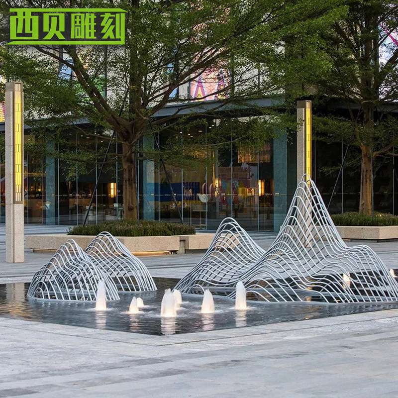 不锈钢假山雕塑户外小区园林景观屏风金属镂空假山水景雕塑摆件