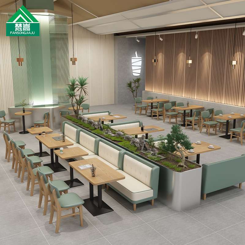 奶茶店靠墙卡座沙发咖啡厅甜品店烘培店西餐厅茶餐厅桌椅组合