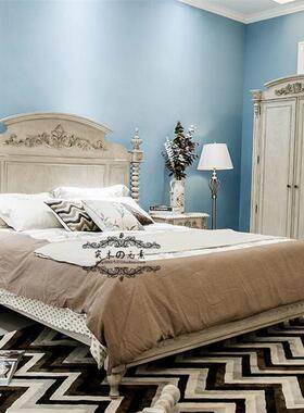 9W美.式乡村实床木151.8米现代简卧约双人床QBV复古做旧法式主婚