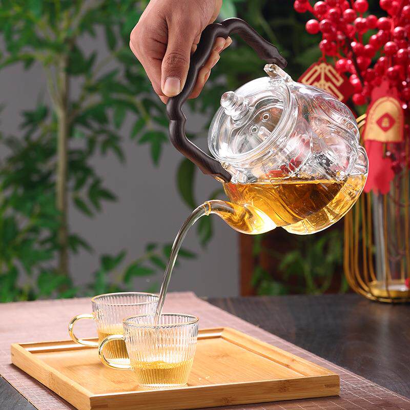 围炉硼硅玻璃茶壶家用蒸一体茶漏泡LLS高套茶壶花茶壶提梁壶煮茶