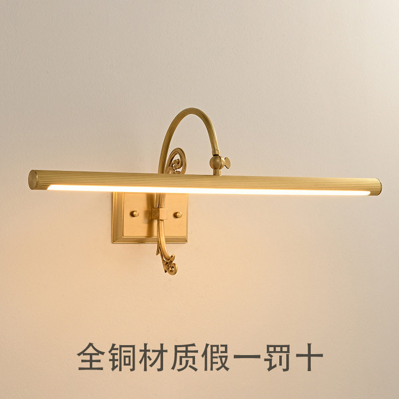 美式全铜镜前灯led复古欧式镜灯浴室卫生间灯具防水洗手台化妆灯