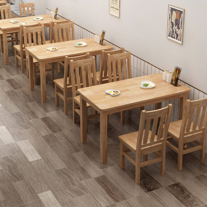 实木餐桌椅组合餐饮商用饭店面馆食堂快餐早餐小吃店桌椅长方形桌