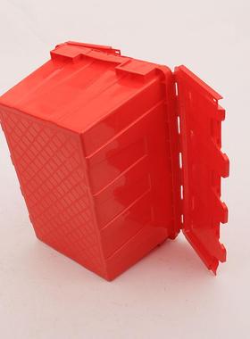 红色斜塑周转箱大号带翻盖物流SHO箱超料市汽插配整理收纳框