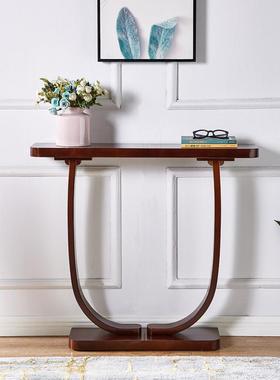 新中式实木关桌隔断柜玄关柜长条靠PCO墙走廊玄关桌台玄供靠墙桌