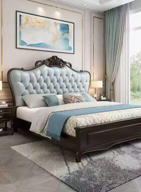 美式轻奢实木床主卧双人1.8现代1.5米床公式JEK主橡木欧大床软包